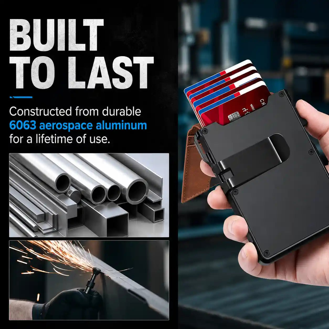 Ultra-Slim Pop-Up Aluminum Wallet with RFID Blocking & Magnetic Bifold