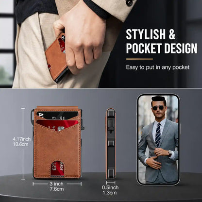 Ultra-Slim Pop-Up Aluminum Wallet with RFID Blocking & Magnetic Bifold