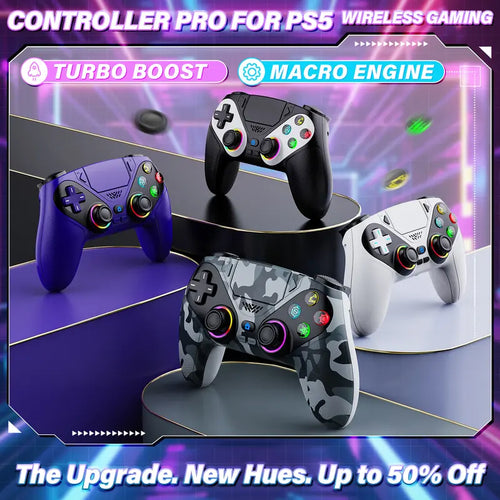 Wireless Gaming Controller - RGB Lighting + Motion Sensing + Programmable Buttons For PS5-Compatible Precision Gameplay