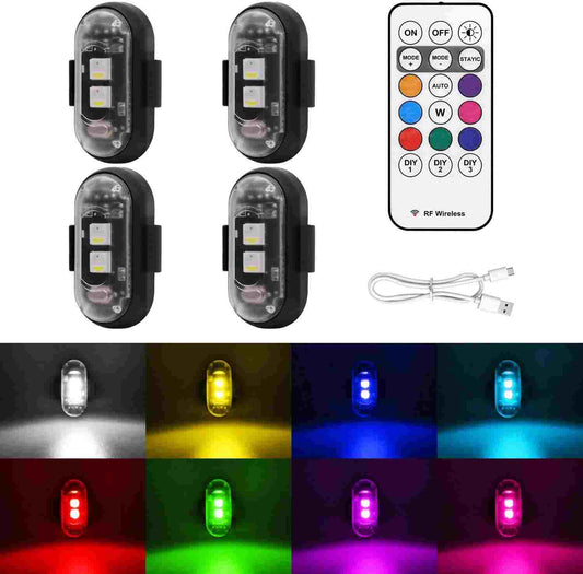 RGB LED Strobe Light Kit - Wireless Remote Multi-Mode Flashing For Night Riding Visibility & Safety Upgrade