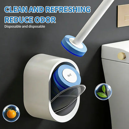 Disposable Toilet Brush Kit - Rotating No-Touch Head For Under-Rim Deep Cleaning