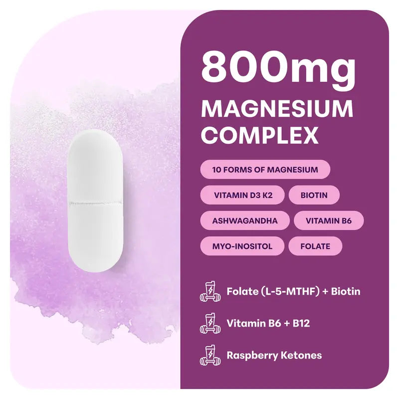 Magnesium Complex Capsules for Women's Sleep Support & Muscle Relaxation