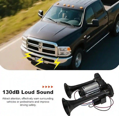 Dual Air Horn – 130dB Upgraded Twin Tubes For Instant Hazard Warning
