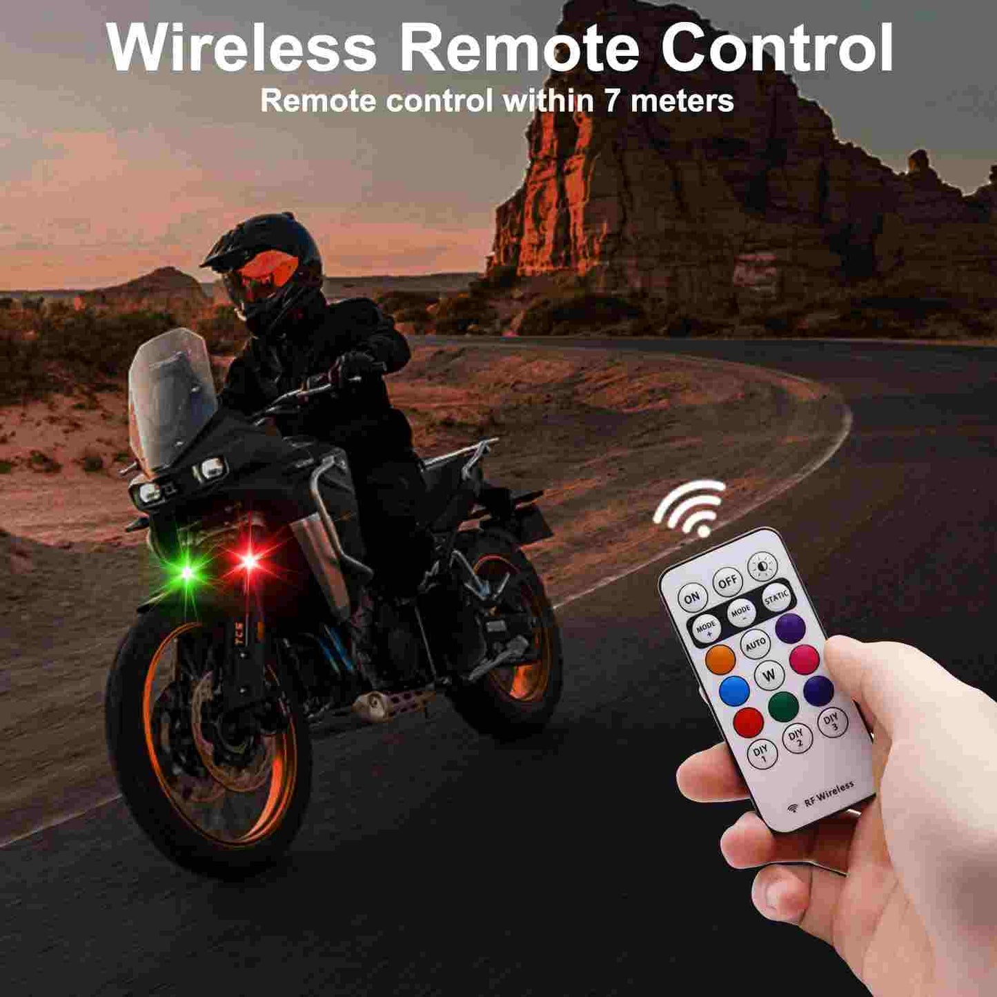 RGB LED Strobe Light Kit - Wireless Remote Multi-Mode Flashing For Night Riding Visibility & Safety Upgrade