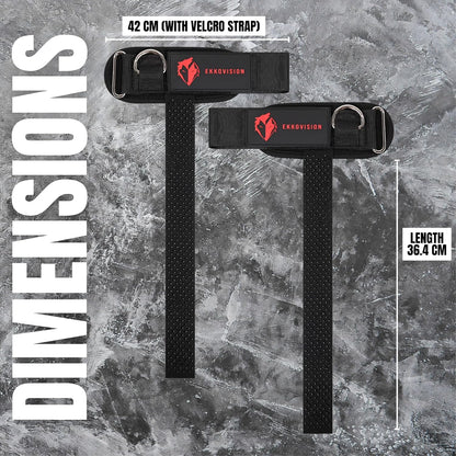 Pro D-Ring Lifting Straps with Non-Slip Grip & Cushioned Wrist Support for Heavy Pulls