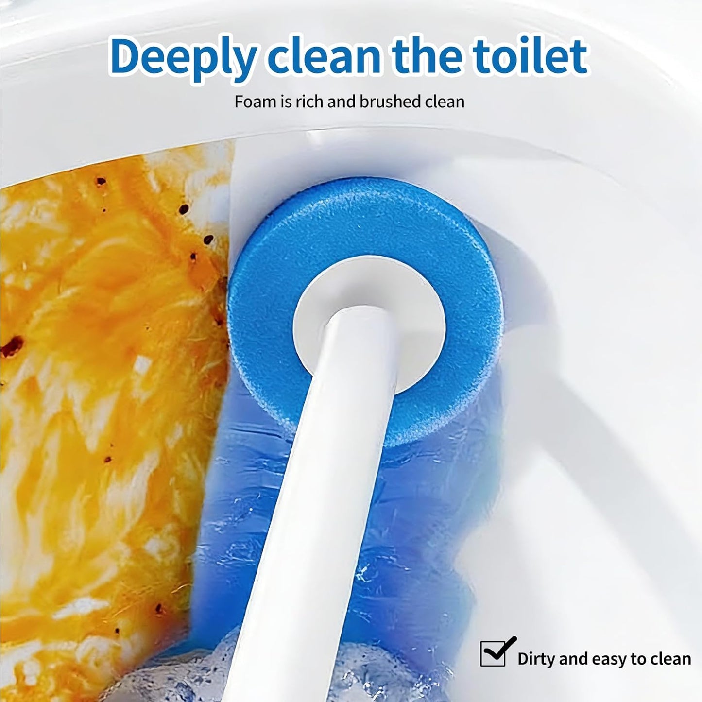 Disposable Toilet Brush Kit - Rotating No-Touch Head For Under-Rim Deep Cleaning