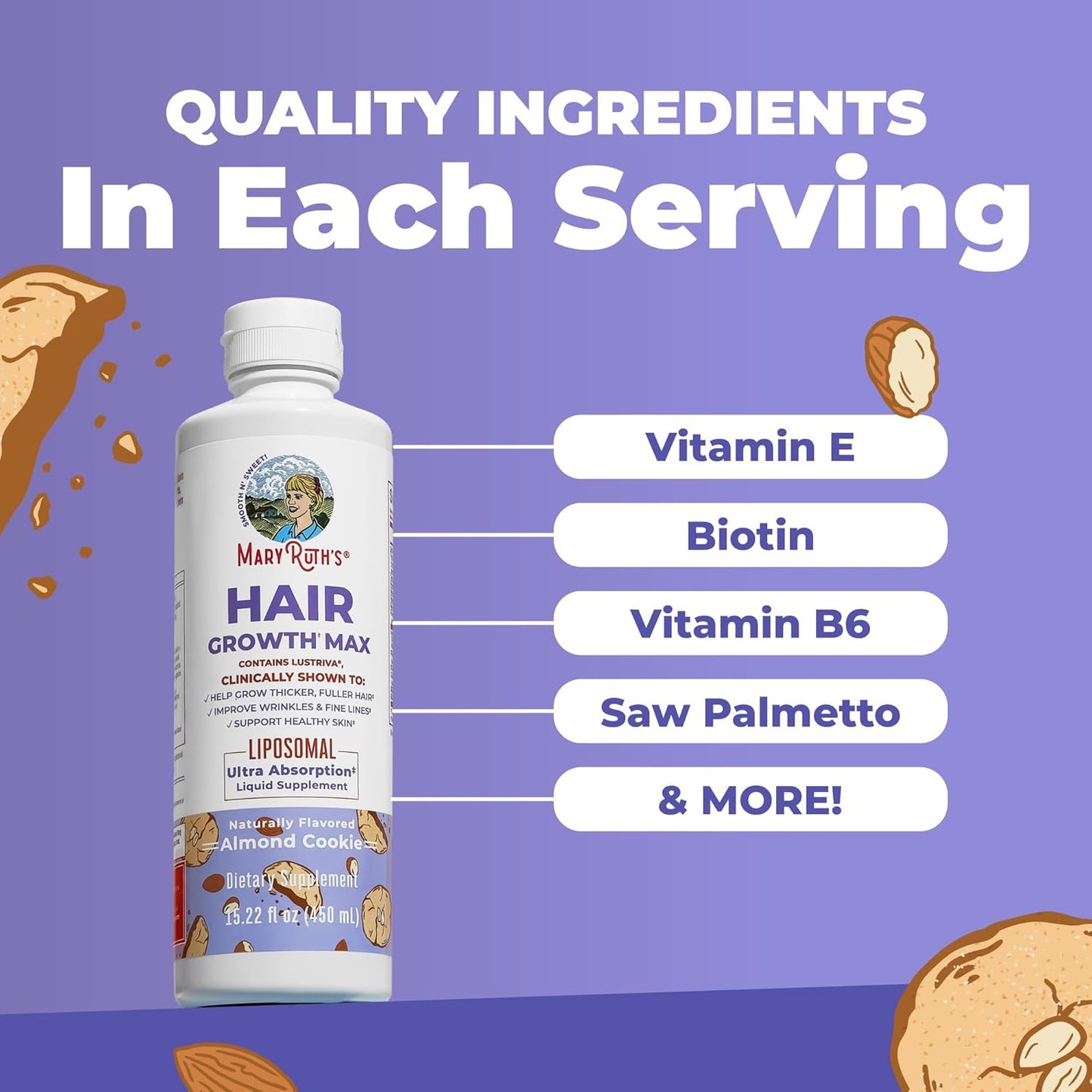Liposomal Hair Growth Supplement - Clinically Tested Lustriva For Thicker-Looking Hair
