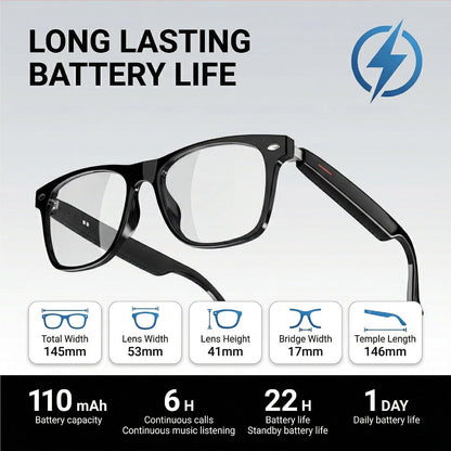 Smart Audio Glasses - Open-Ear Stereo Sound For Hands-Free Music & Calls