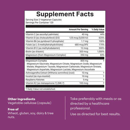Magnesium Complex Capsules for Women's Sleep Support & Muscle Relaxation