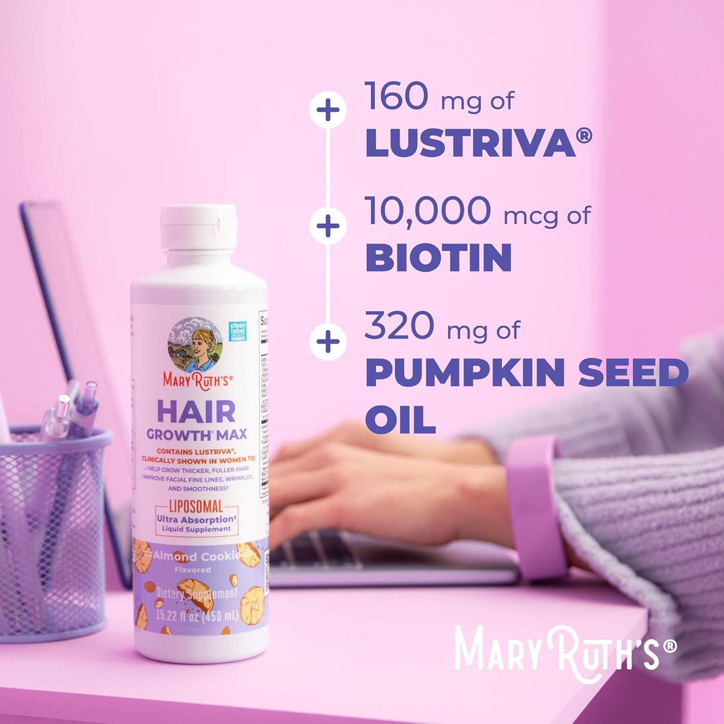 Liposomal Hair Growth Supplement - Clinically Tested Lustriva For Thicker-Looking Hair