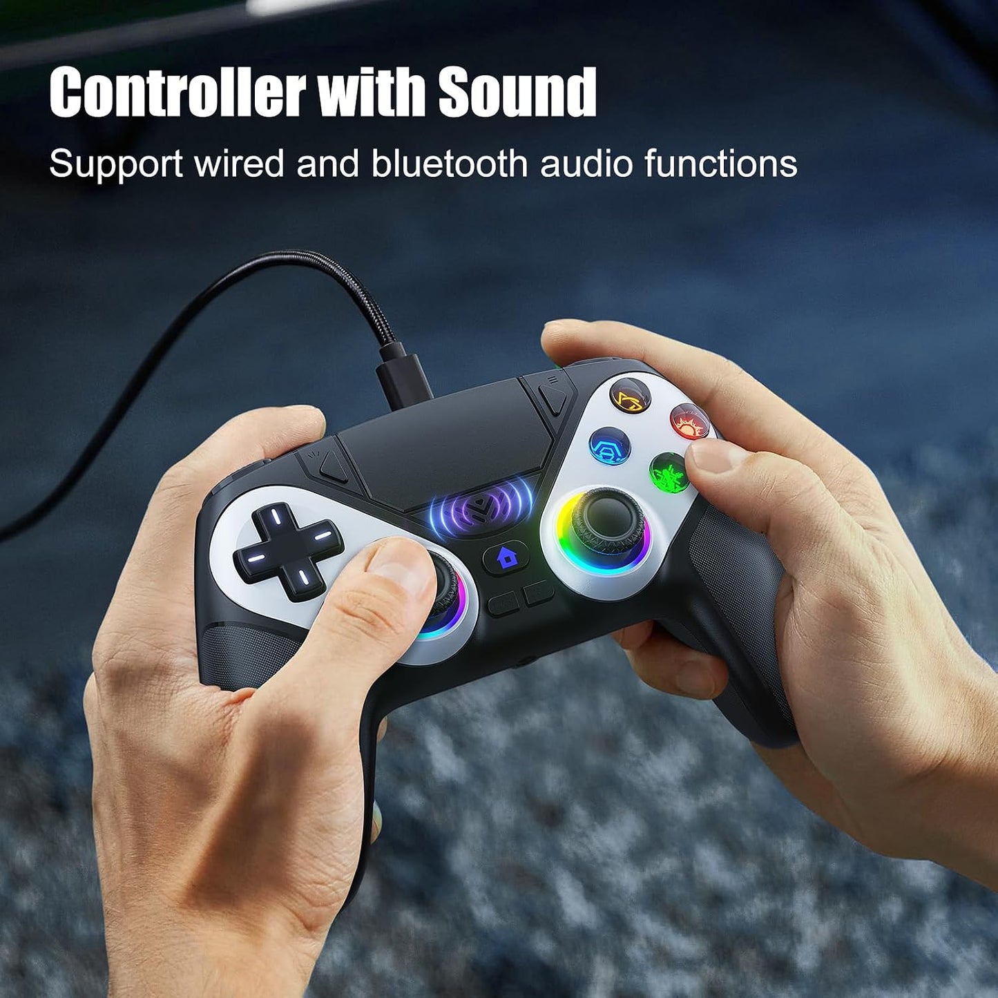 Wireless Gaming Controller - RGB Lighting + Motion Sensing + Programmable Buttons For PS5-Compatible Precision Gameplay