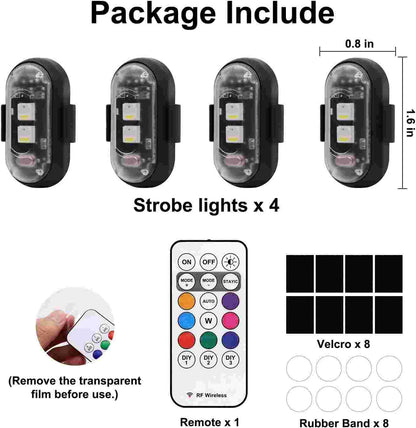 RGB LED Strobe Light Kit - Wireless Remote Multi-Mode Flashing For Night Riding Visibility & Safety Upgrade