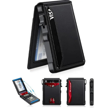 Ultra-Slim Pop-Up Aluminum Wallet with RFID Blocking & Magnetic Bifold