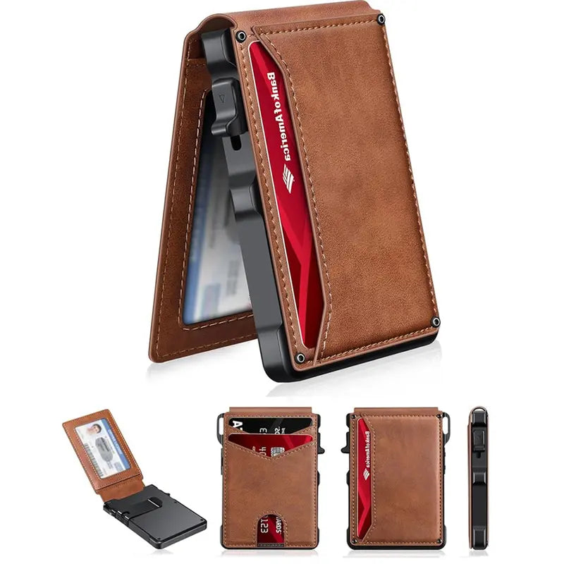 Ultra-Slim Pop-Up Aluminum Wallet with RFID Blocking & Magnetic Bifold