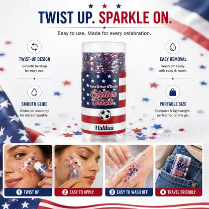 Glitter Stick – 3-In-1 Tri-Color Swivel For Instant Patriotic Sparkle