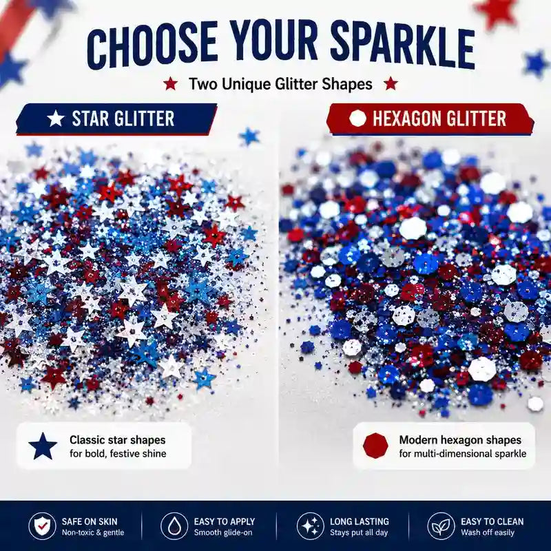 Glitter Stick – 3-In-1 Tri-Color Swivel For Instant Patriotic Sparkle