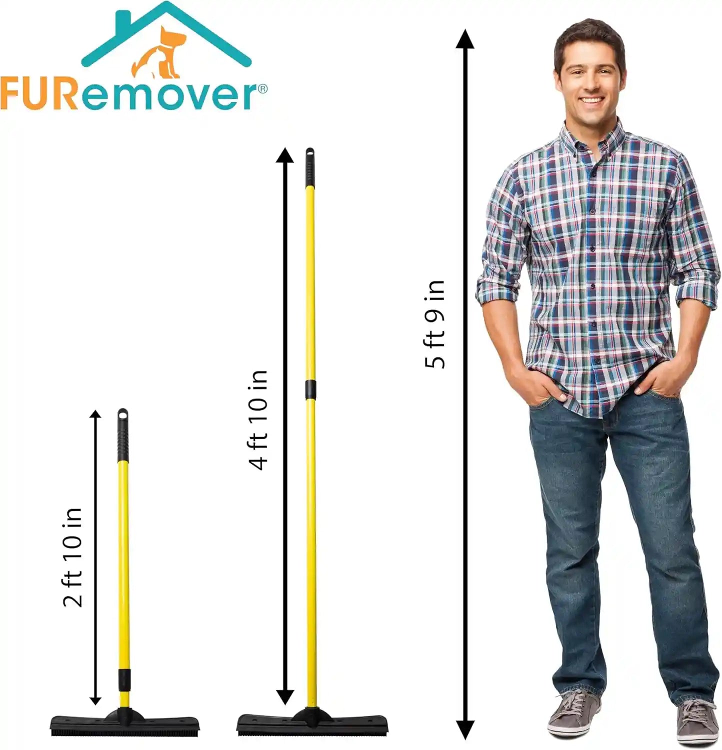 Rubber Pet Hair Broom – Electrostatic Rubber Bristles For Deep Carpet & Floor De-Shedding