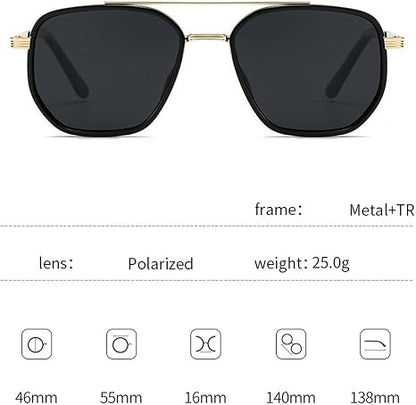 Geometric Aviator Sunglasses – HD Polarized Double-Beam For Elite Sun Protection & Retro Styling