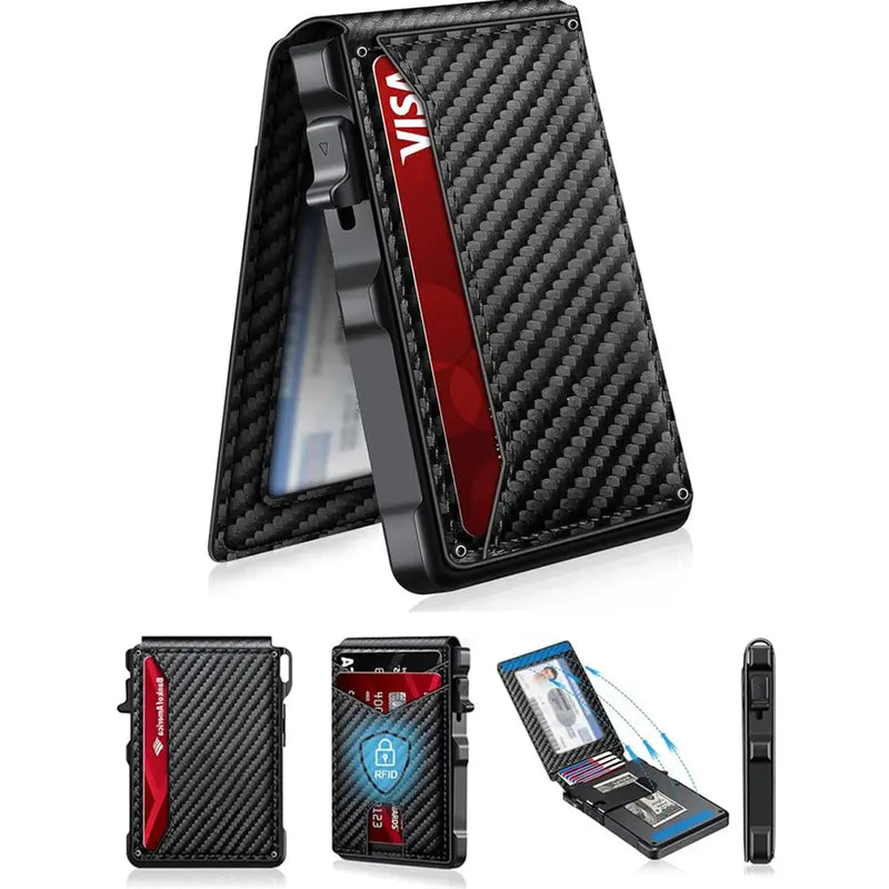 Ultra-Slim Pop-Up Aluminum Wallet with RFID Blocking & Magnetic Bifold