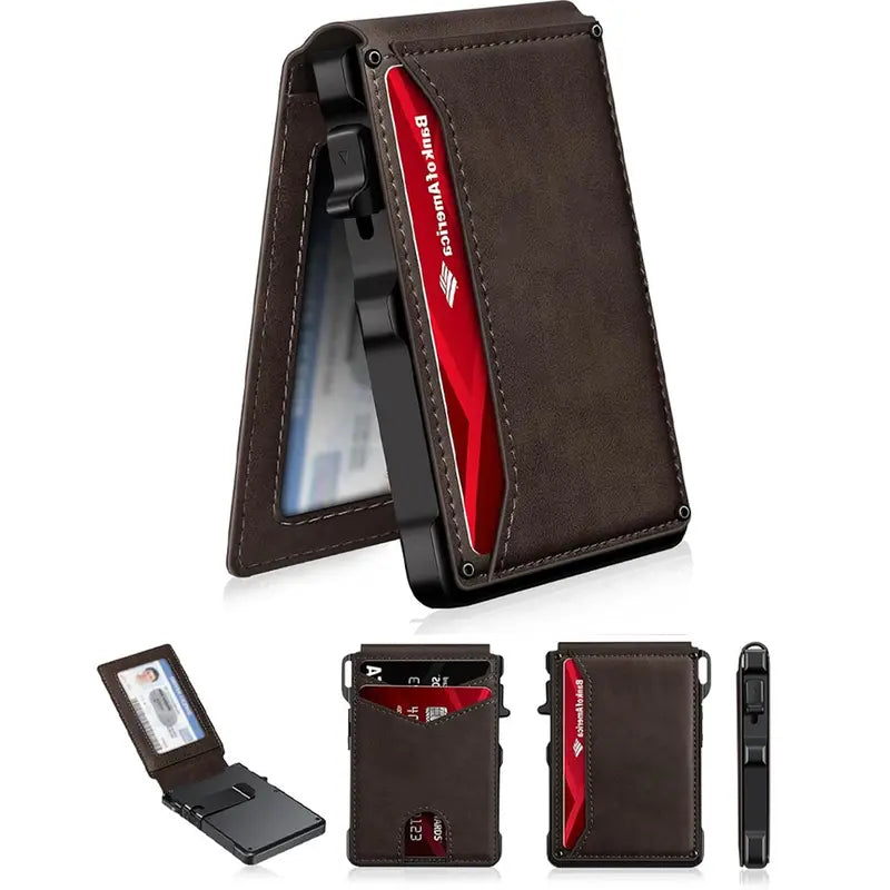 Ultra-Slim Pop-Up Aluminum Wallet with RFID Blocking & Magnetic Bifold