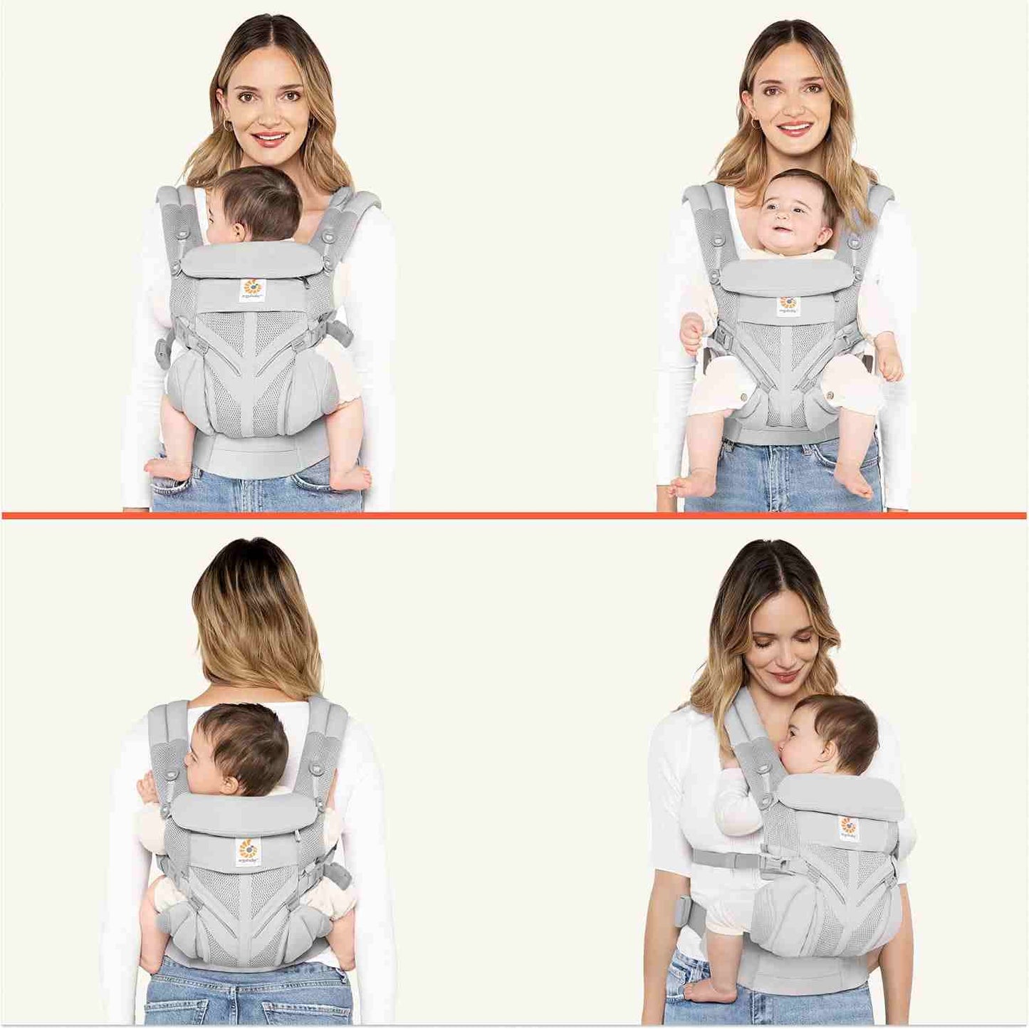 Ergonomic 4-Position Breathable Baby Carrier for Newborns to Toddlers