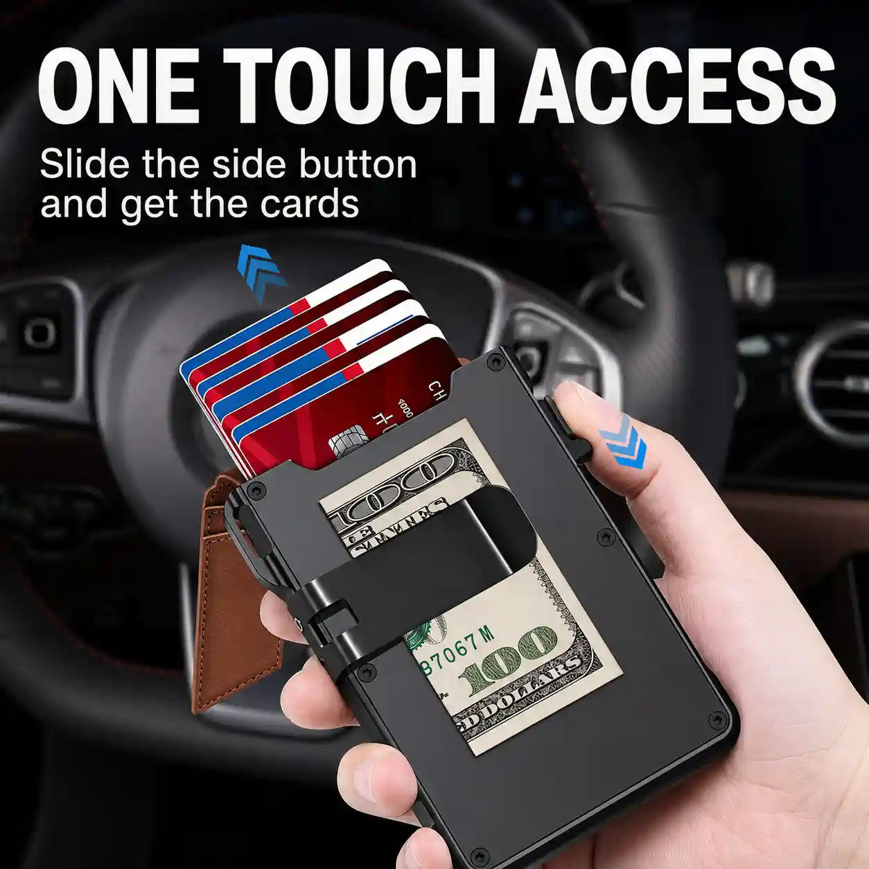 Ultra-Slim Pop-Up Aluminum Wallet with RFID Blocking & Magnetic Bifold