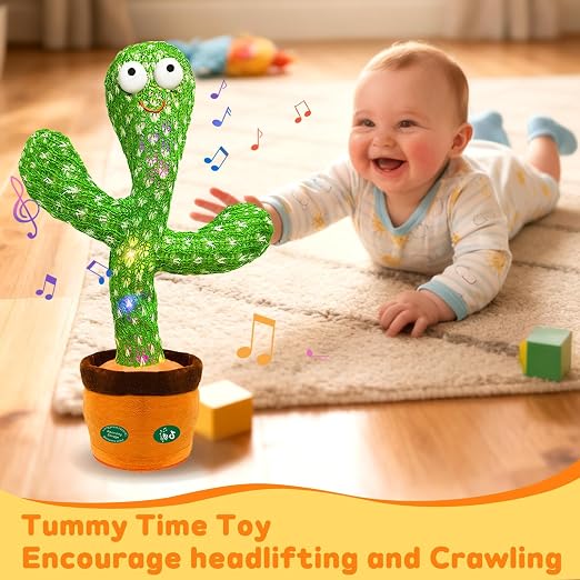 Interactive Dancing & Talking Cactus Toy with Glowing LED Lights
